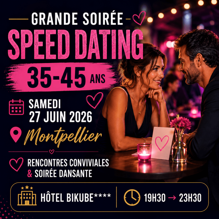 Flyer soirée speed dating MONTPELLIER EN FETE 27 juin 2026